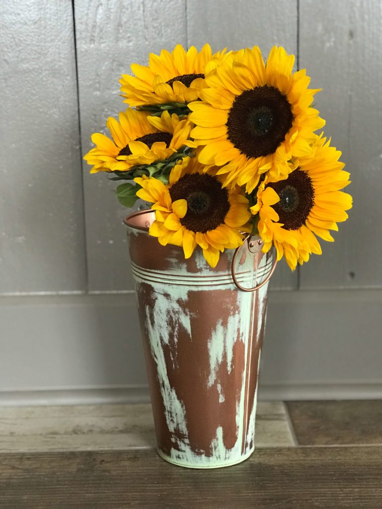 French Flower Pail, Copper Patina with liner